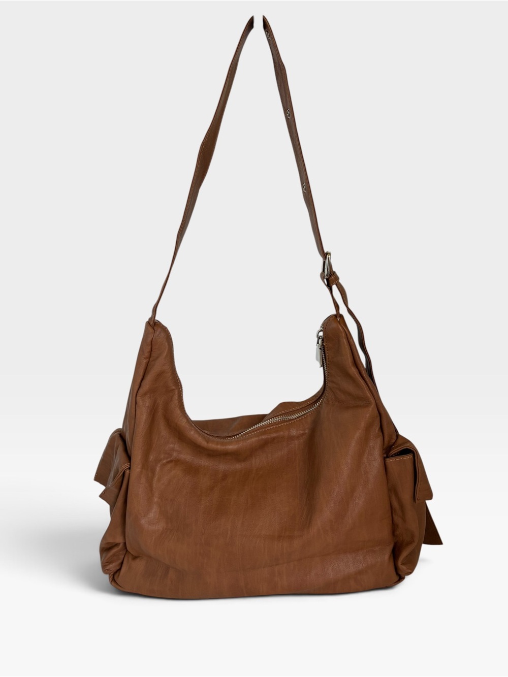 Brown Leatherette Multi-Pocket Shoulder Bag - Picture 2 of 6